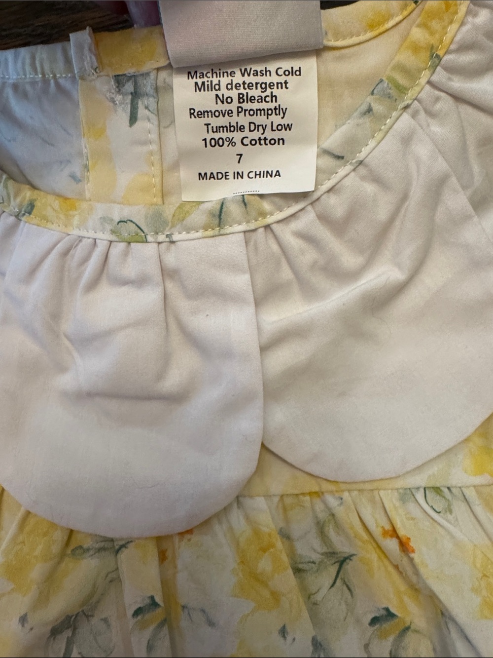 Stitchy Fish 7 Yellow Floral Dress with Scalloped Collar - Picture 3 of 7